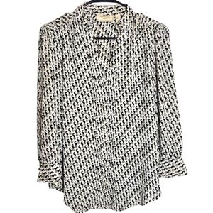 Moulinette Soeurs Anthropologie Seahorse Blouse 2 Black White Button Office Cute